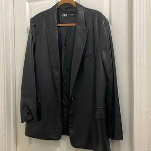 ZARA Faux Leather Blazer